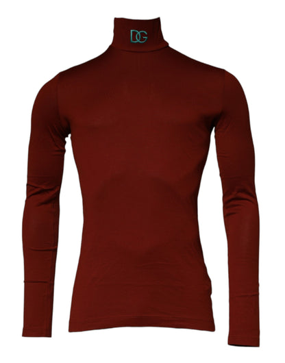 Dolce & Gabbana Red Cotton Turtleneck Men Pullover Sweater