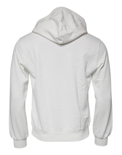 Dolce & Gabbana White Caesar Cotton Hooded Pullover Sweater