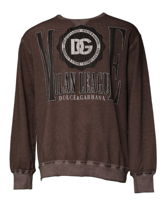 Dolce & Gabbana Brown Logo Print Crew Neck Pullover Sweater