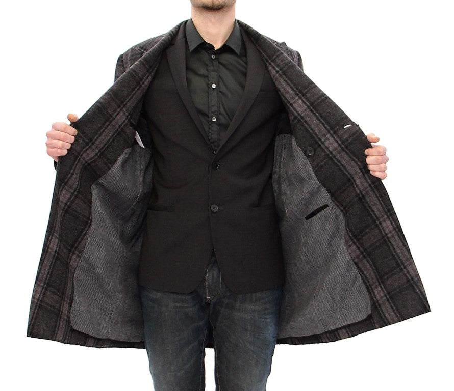 Dolce & Gabbana Sicilia Checkered Wool Blend Coat