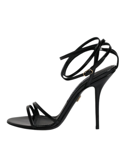 Dolce & Gabbana Black KEIRA Heels Ankle Strap Sandals Shoes