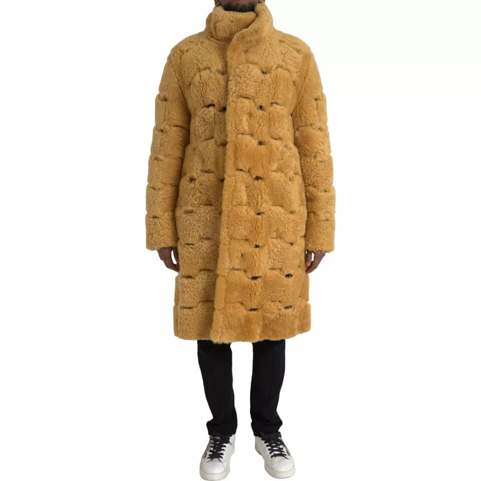 Bottega Veneta Yellow Wool Long Teddy Coat Jacket