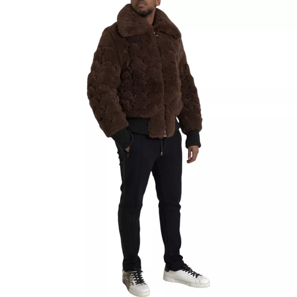 Bottega Veneta Brown Fur Lamb Shearling Coat Jacket