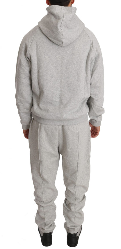 Billionaire Italian Couture Elegant Gray Cotton Sweatsuit Ensemble