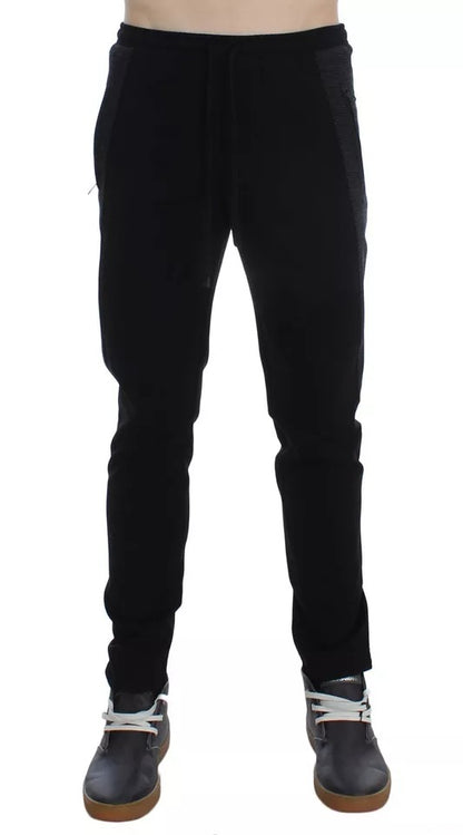 Dolce & Gabbana Black Gray Wool Casual Trousers Stripe Pants