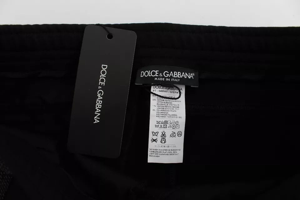 Dolce & Gabbana Black Gray Wool Casual Trousers Stripe Pants