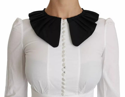 Dolce & Gabbana Black White Decorative Buttons Tops Shirt Blouse