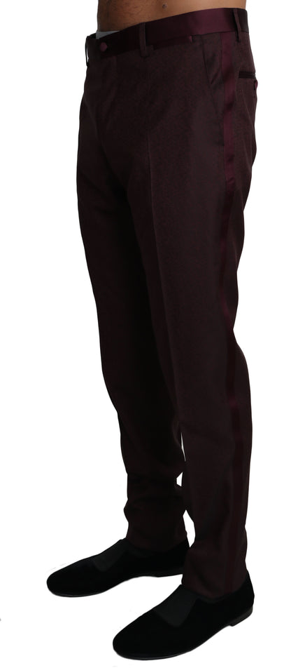 Dolce & Gabbana Elegant Bordeaux Dress Pants with Red Stripe