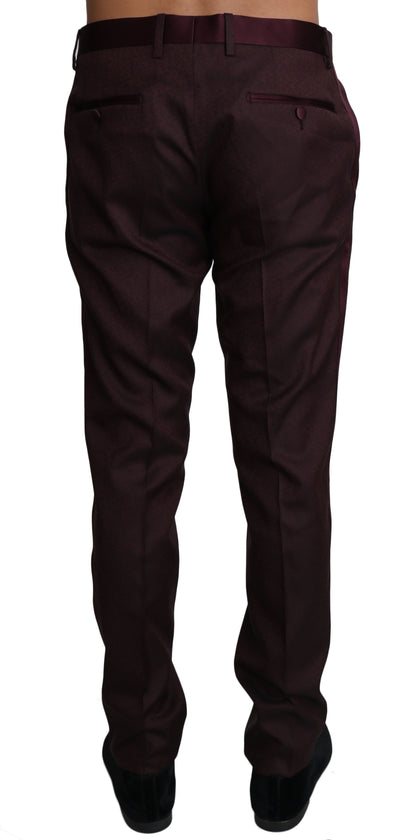 Dolce & Gabbana Elegant Bordeaux Dress Pants with Red Stripe