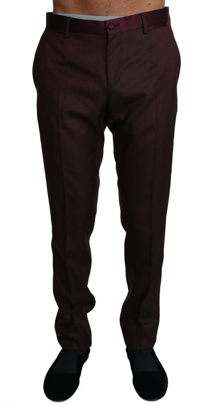 Dolce & Gabbana Elegant Bordeaux Dress Pants with Red Stripe