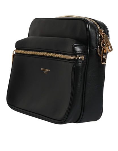 Dolce & Gabbana Black Calfskin Leather Gothic Messenger Bag