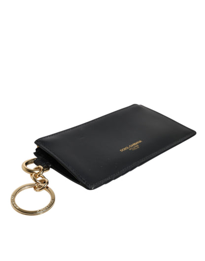 Dolce & Gabbana Black Calfskin Leather DG Logo Card Holder Wallet