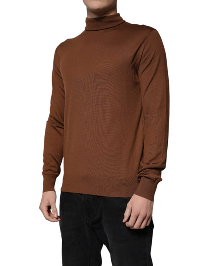 Dolce & Gabbana Brown Cashmere Turtleneck Pullover Sweater