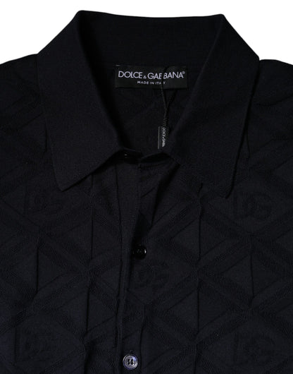 Dolce & Gabbana Black Silk Crew Neck Men Cardigan Sweater