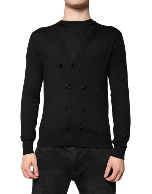 Dolce & Gabbana Black Cashmere Button Down Cardigan Sweater