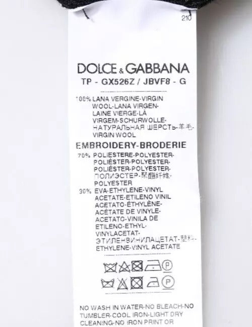 Dolce & Gabbana Black Logo Wool Crew Neck Pullover Sweater