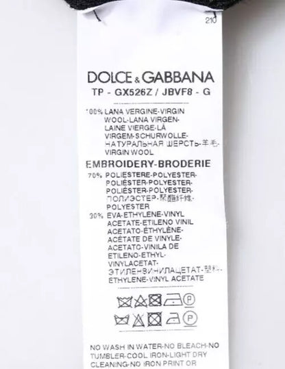 Dolce & Gabbana Black Logo Wool Crew Neck Pullover Sweater