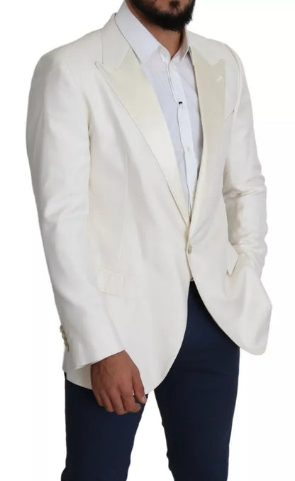 Dolce & Gabbana White Silk Single Breasted SARTORIA Blazer