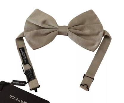 Dolce & Gabbana Silver Gray Silk Adjustable Neck Bow Tie