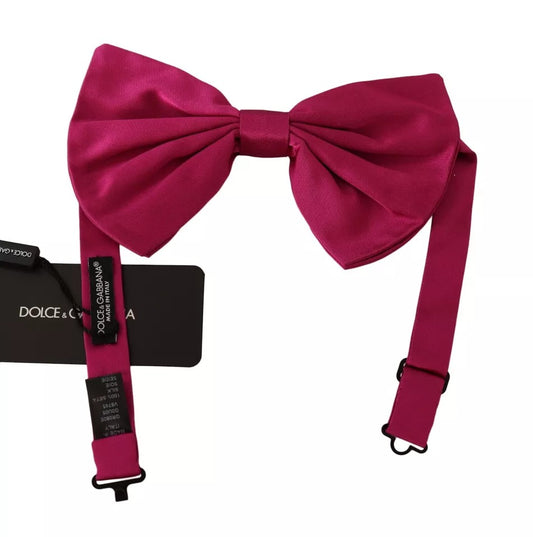 Dolce & Gabbana Pink Silk Adjustable Neck Bow Tie Men