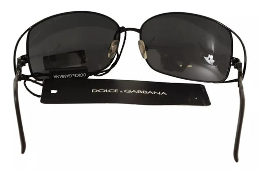 Dolce & Gabbana Black Metal Frame DG Crystal Logo Sunglasses DG2016B