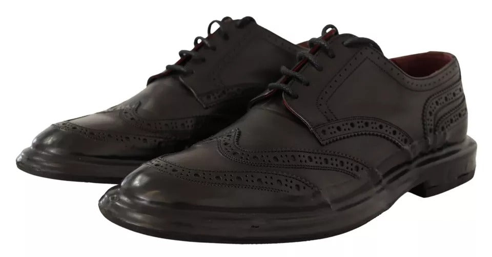 Dolce & Gabbana Black Perforated Leather Lace Up Derby Shoes