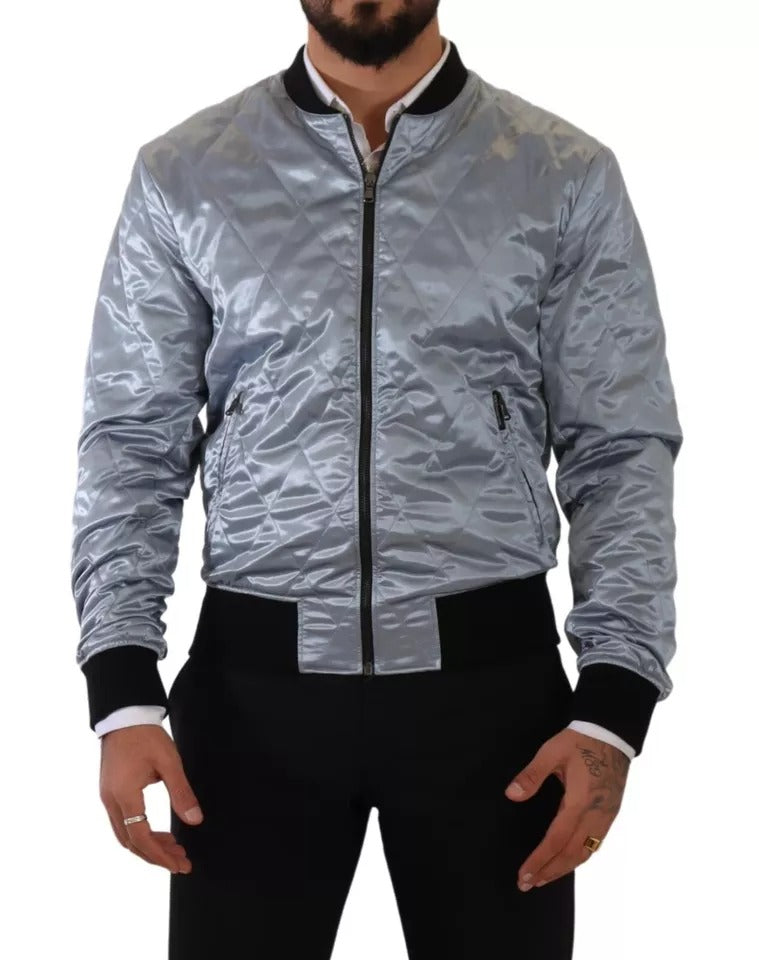 Dolce & Gabbana Light Blue Bomber Coat Men Jacket