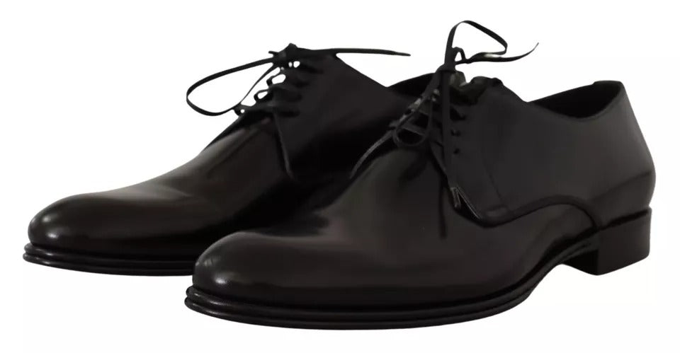 Dolce & Gabbana Black Leather Lace Up Mens Formal Derby Shoes