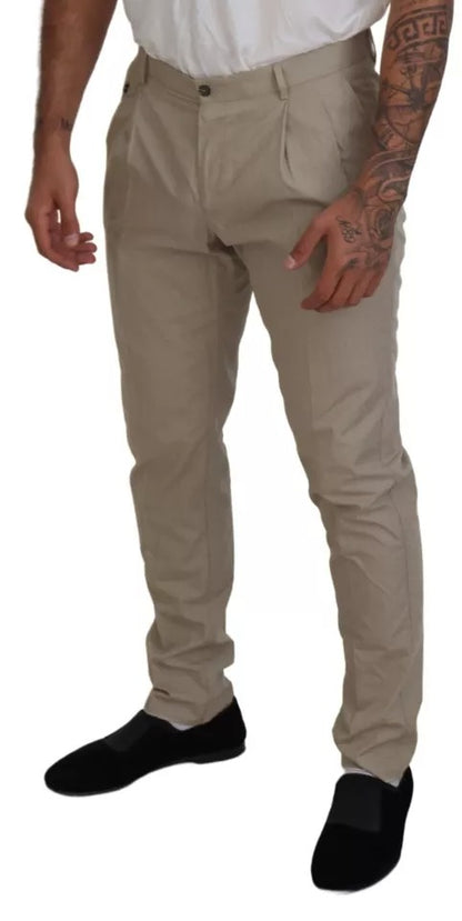 Dolce & Gabbana Beige Cotton Chino Men Formal Pants