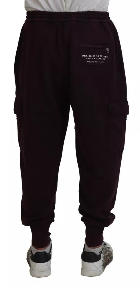 Dolce & Gabbana Bordeaux Cotton Cargo Jogger Sweatpants Pants