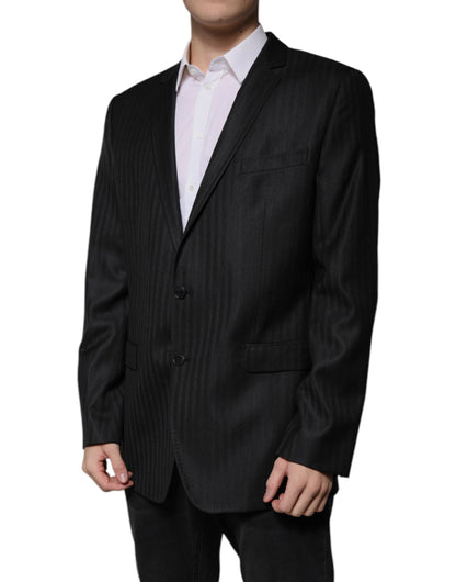 Dolce & Gabbana Black Stripe Wool Single Breasted Blazer