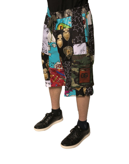 Dolce & Gabbana Multicolor Patchwork Cargo Bermuda Shorts