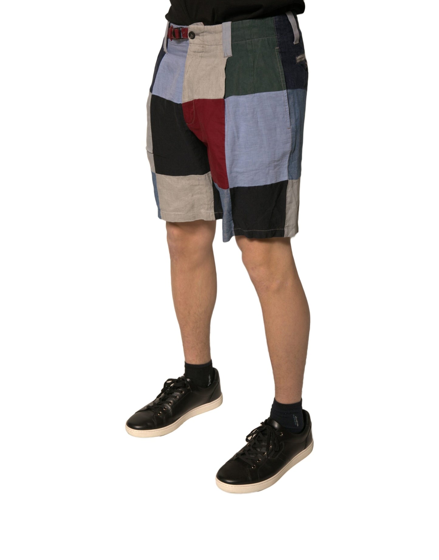 Dolce & Gabbana Multicolor Patchwork Linen Men Chino Shorts