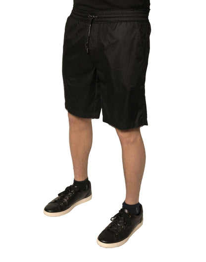 Dolce & Gabbana Black Polyester Jersey Mid Waist Shorts