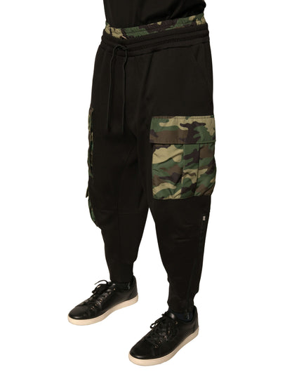 Dolce & Gabbana Black Camouflage Cotton Jogger Cargo Pants