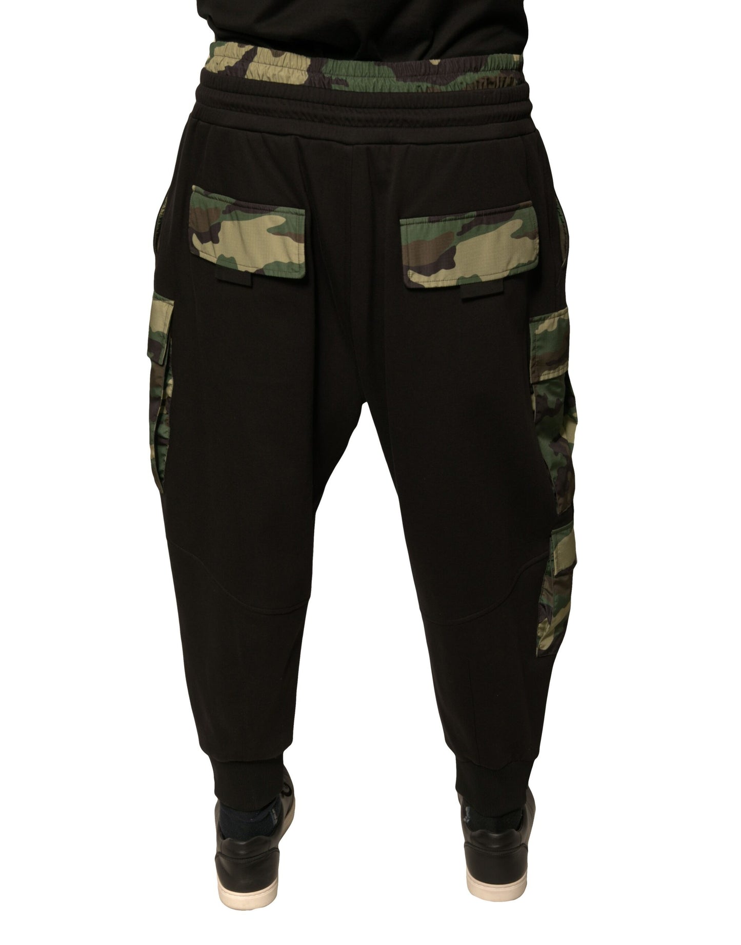 Dolce & Gabbana Black Camouflage Cotton Jogger Cargo Pants