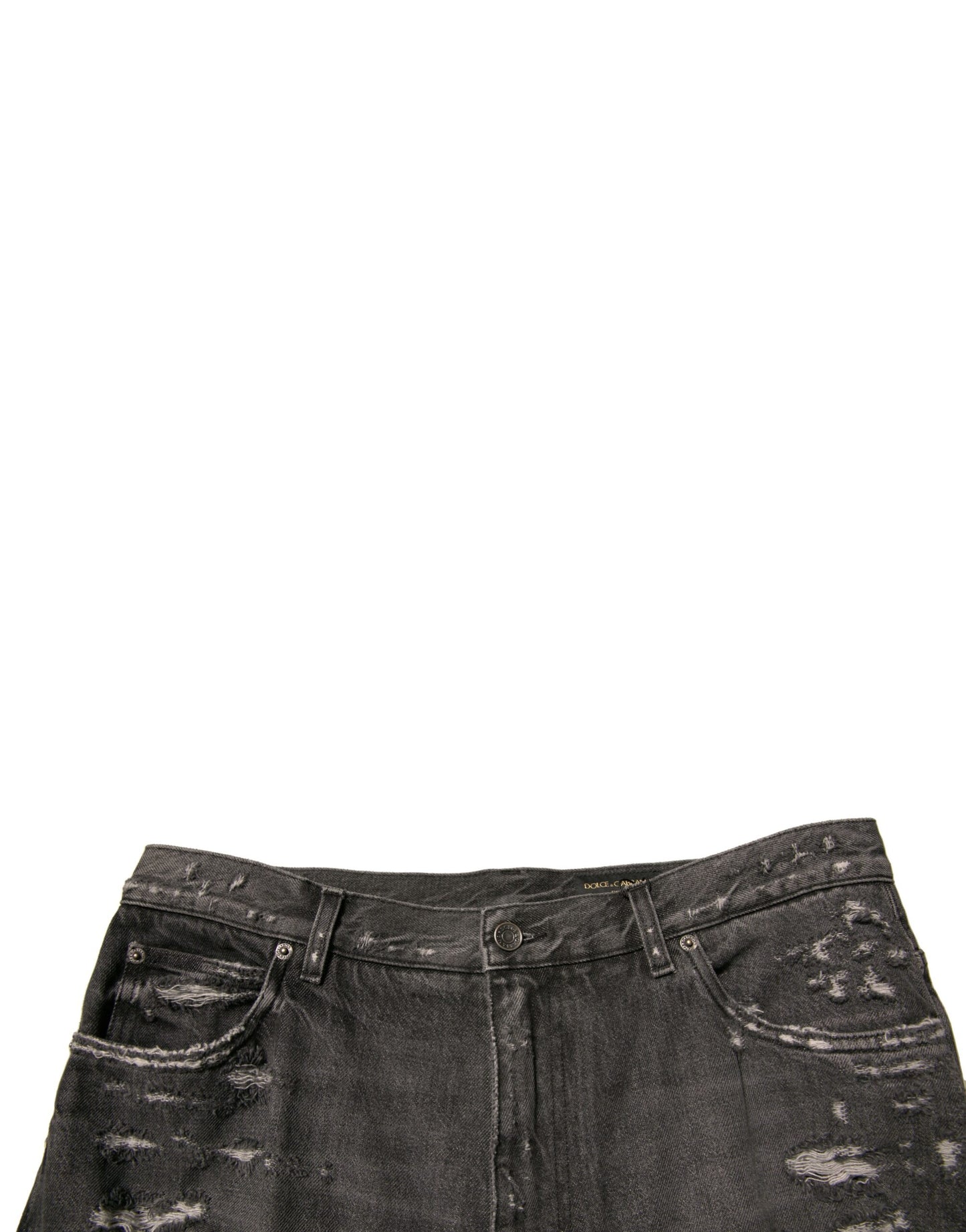 Dolce & Gabbana Gray Tattered Cotton Straight Men Denim Jeans