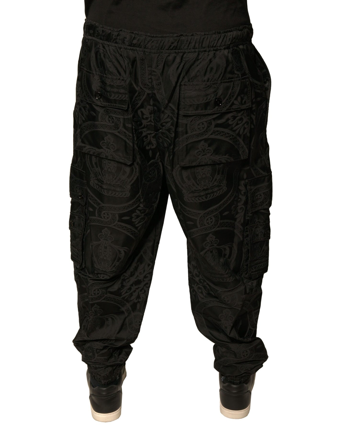 Dolce & Gabbana Black Crown Nylon Jogger Sweatpants Pants