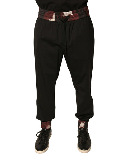 Dolce & Gabbana Black Camouflage Wool Jogger Sweatpants Pants