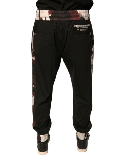 Dolce & Gabbana Black Camouflage Wool Jogger Sweatpants Pants