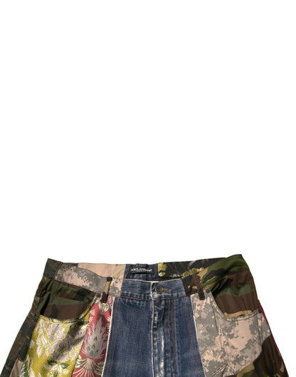 Dolce & Gabbana Blue Patchwork Cotton Straight Denim Jeans