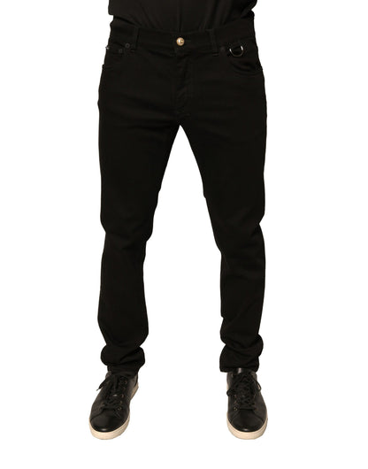 Dolce & Gabbana Black Logo Cotton Stretch Skinny Denim Jeans