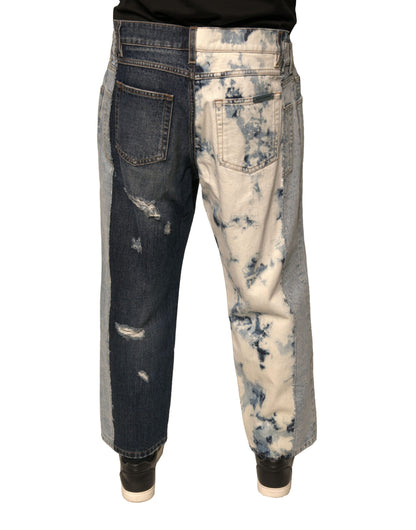 Dolce & Gabbana Multicolor Patchwork Cotton Straight Men Denim Jeans