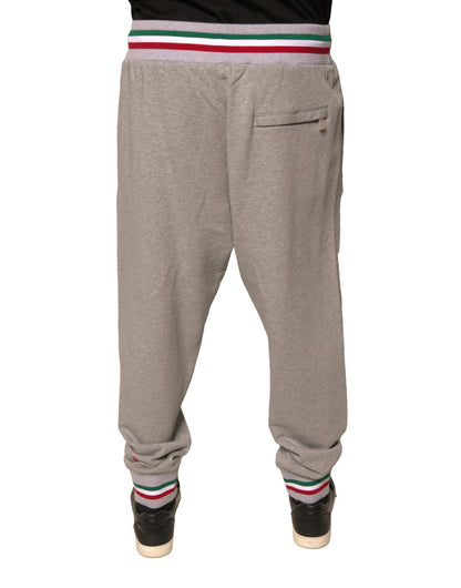 Dolce & Gabbana Gray Logo Patch Jogger Cotton Sweatpants Pants