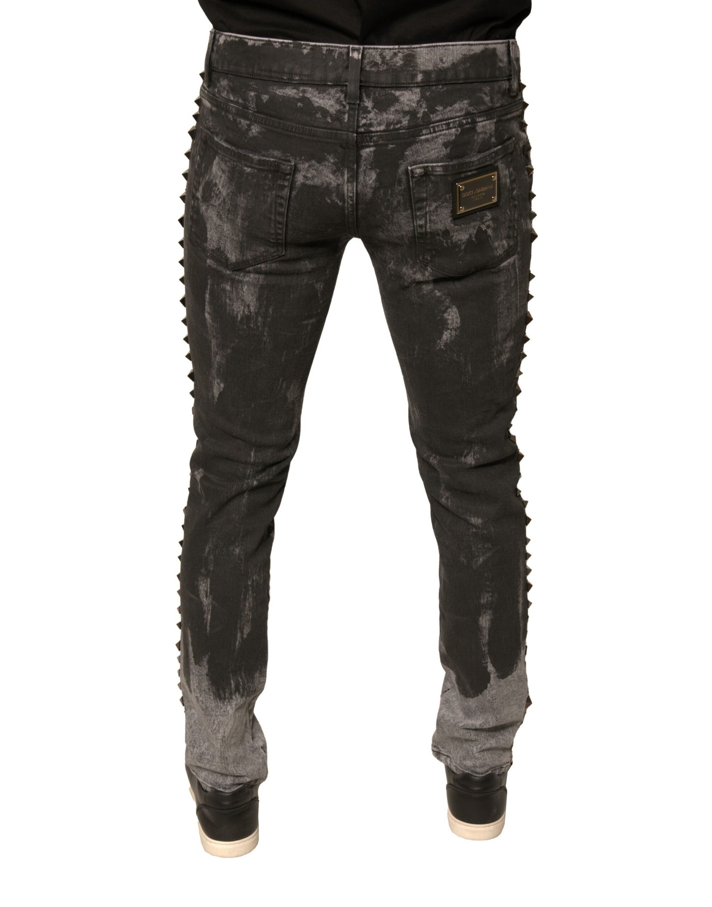 Dolce & Gabbana Gray Embellished Cotton Skinny Denim Jeans