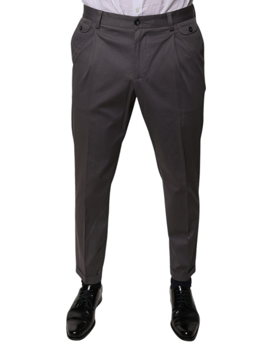 Dolce & Gabbana Dark Gray Mid Waist Dress Pants