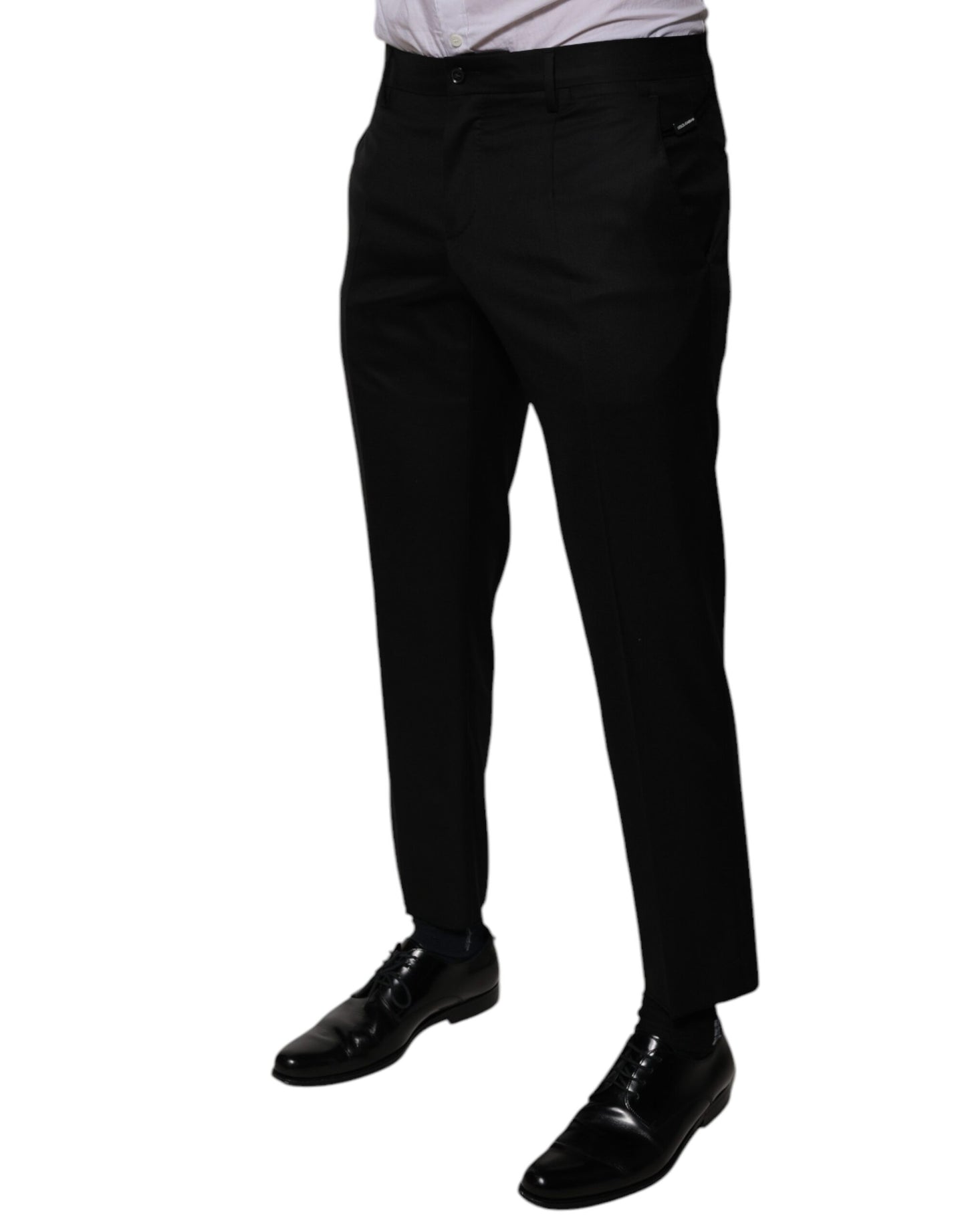 Dolce & Gabbana Black Wool Tapered Formal Dress Pants