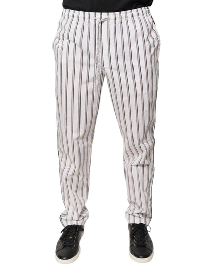 Dolce & Gabbana White Stripes Cotton Skinny Dress Pants