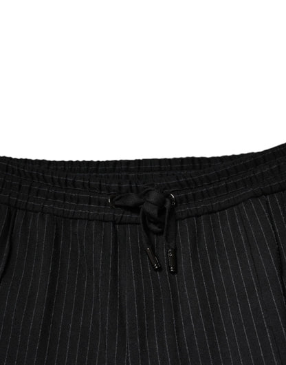 Dolce & Gabbana Black Stripes Viscose Skinny Dress Pants