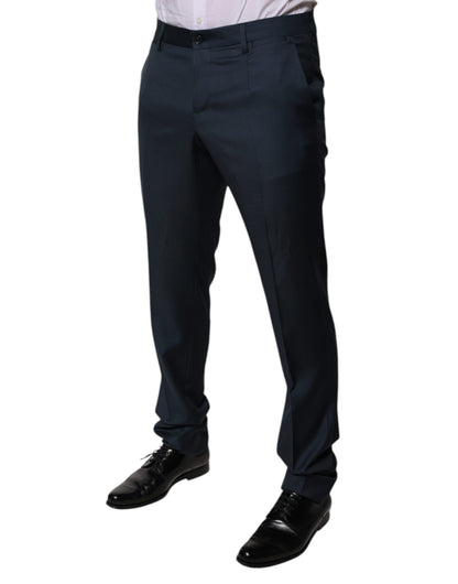 Dolce & Gabbana Blue Wool Tapered Formal Dress Pants